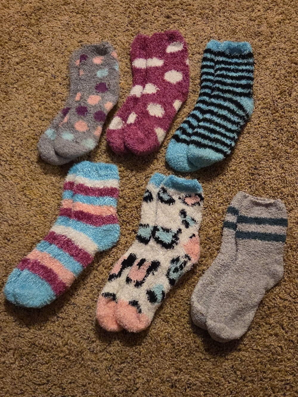 Cozy Fuzzy Socks - Pastel And Grey Mix
